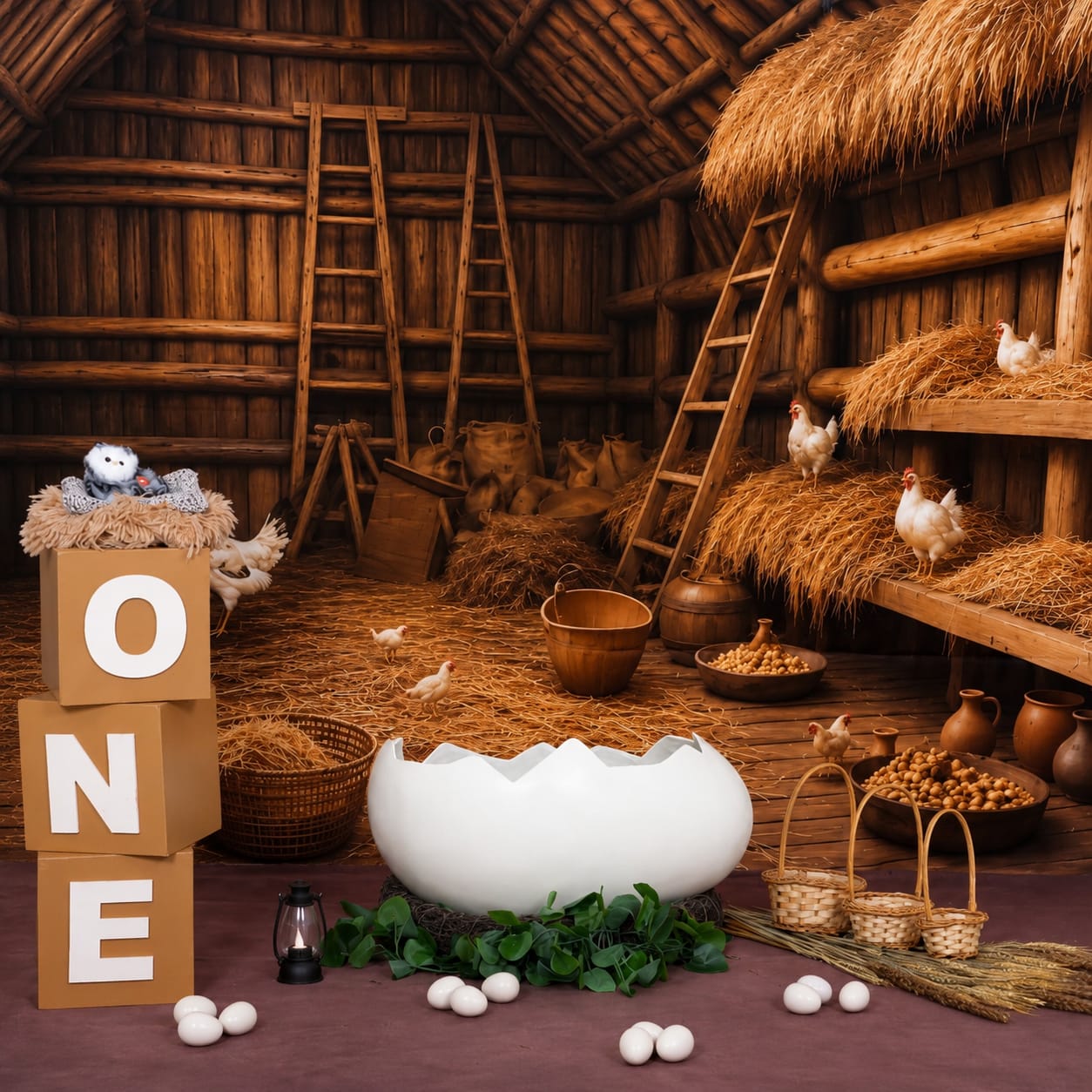 Farmhouse Egg Hatch - Toddler photoshoot theme