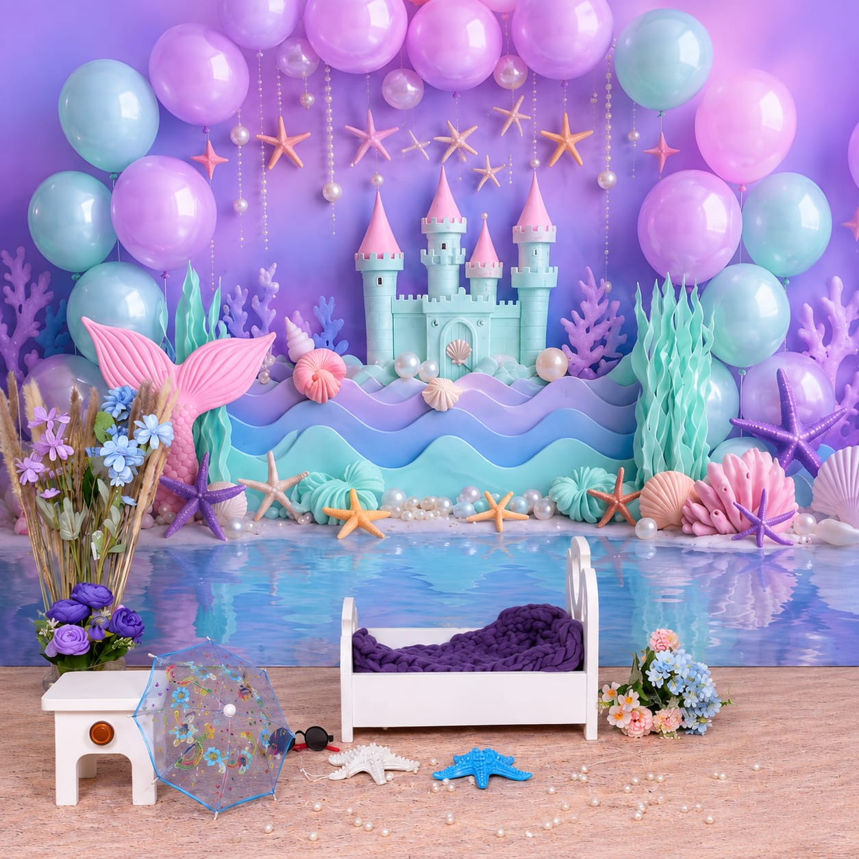 Mermaid Castle - Toddler photoshoot theme at Aadhan Creation