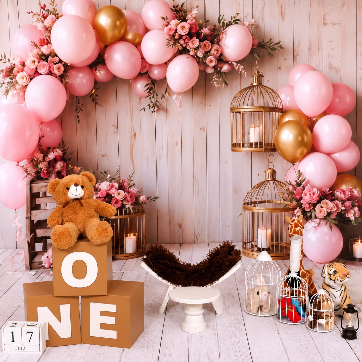 Pink Balloon Teddy - Toddler photoshoot theme